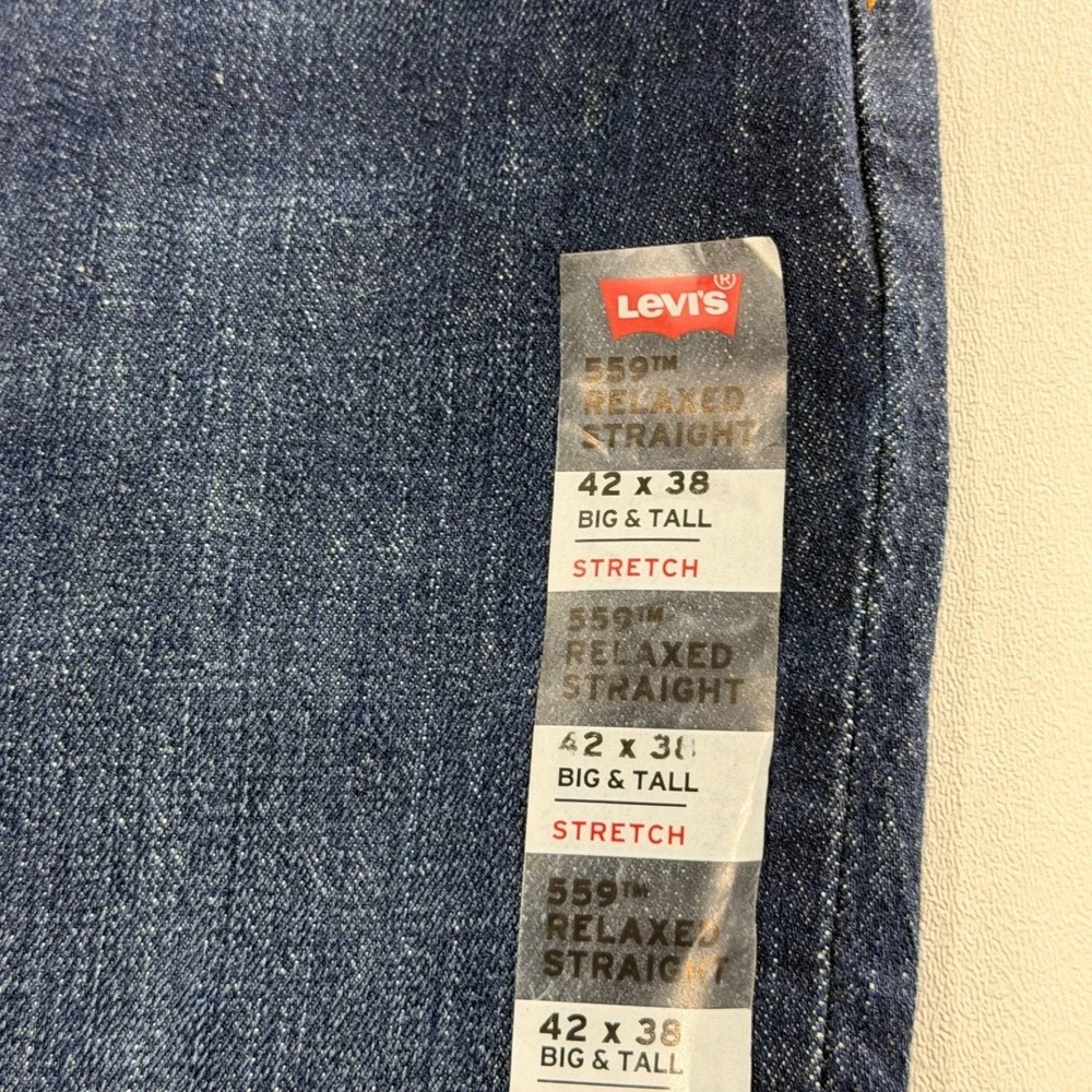 Levi's 559 Relaxed Straight Jeans Mens 42x38 Dark Wash Stretch Big Tall NWT